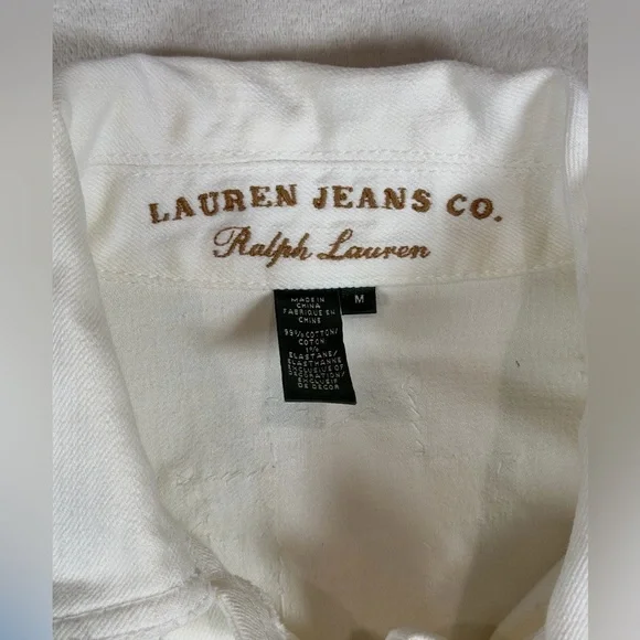 Women’s Polo Ralph Lauren White Jean Jacket Western Southwest Embroidered Bead - Picture 3 of 11